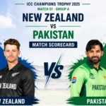 New Zealand National Cricket Team vs Pakistan National Cricket Team Match Scorecard