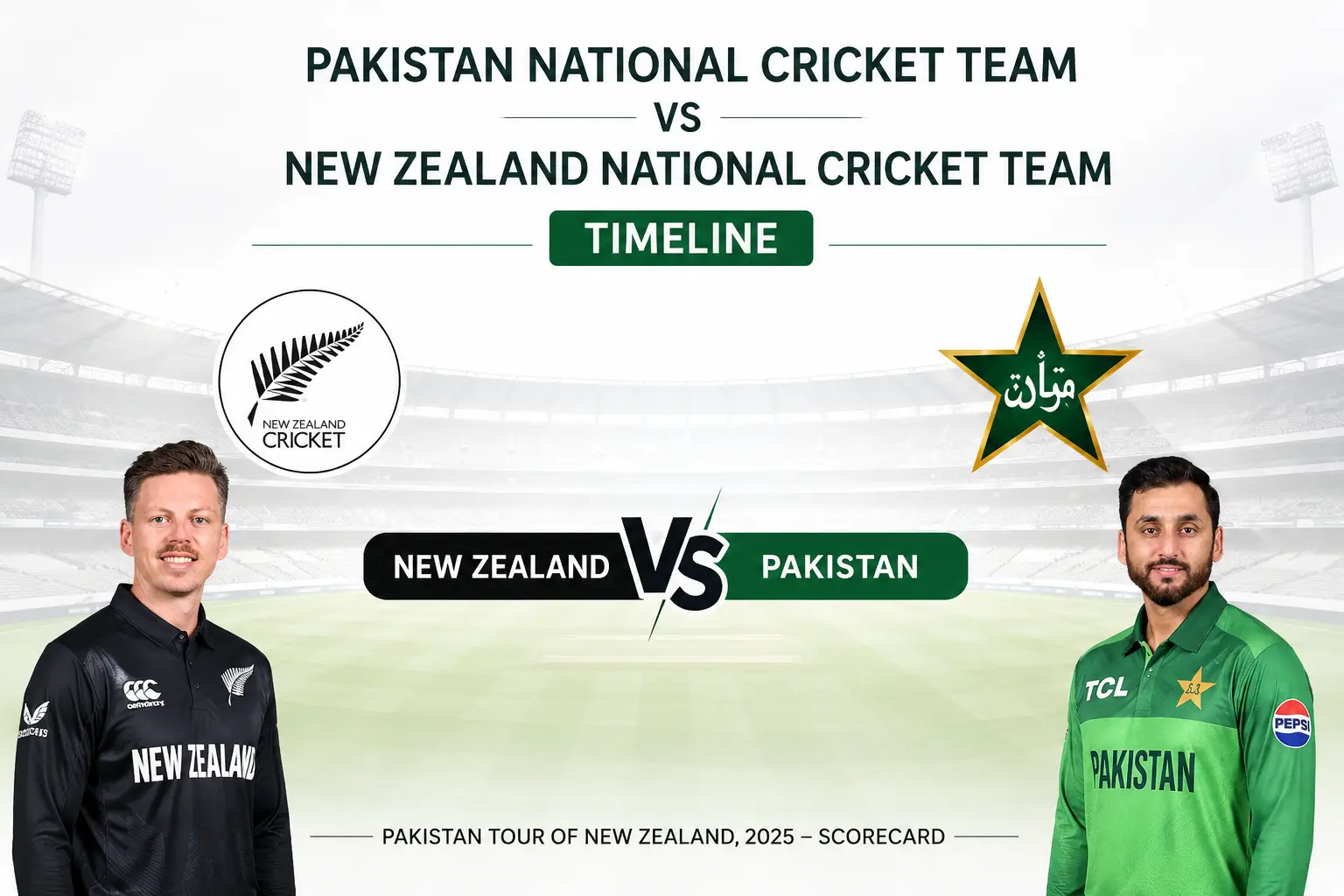Pakistan National Cricket Team vs New Zealand National Cricket Team Timeline