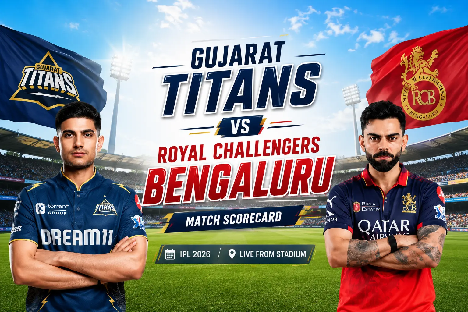 Royal Challengers Bengaluru vs Gujarat Titans Match Scorecard Royal Challengers Bengaluru vs Gujarat Titans Match Scorecard