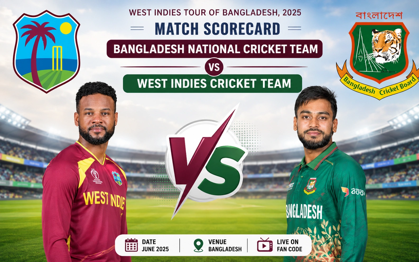 Bangladesh National Cricket Team vs West Indies Cricket Team Match Scorecard