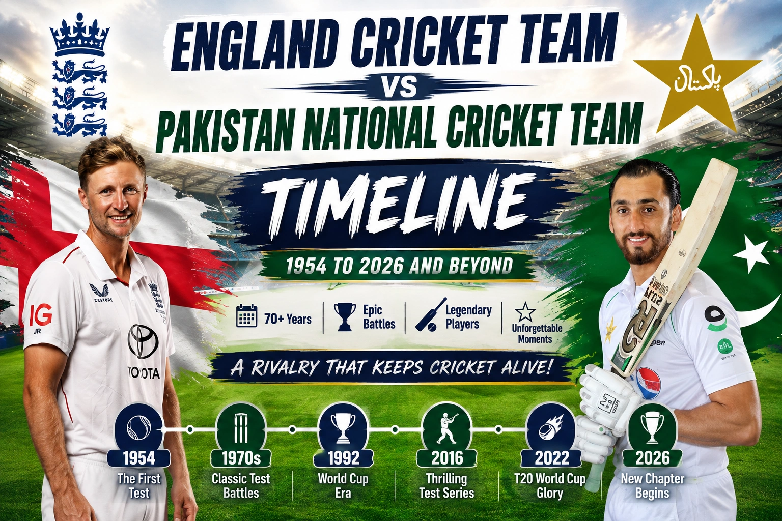 England Cricket Team vs Pakistan National Cricket Team Timeline