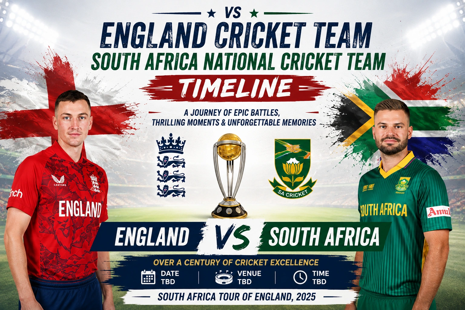 England Cricket Team vs South Africa National Cricket Team Timeline