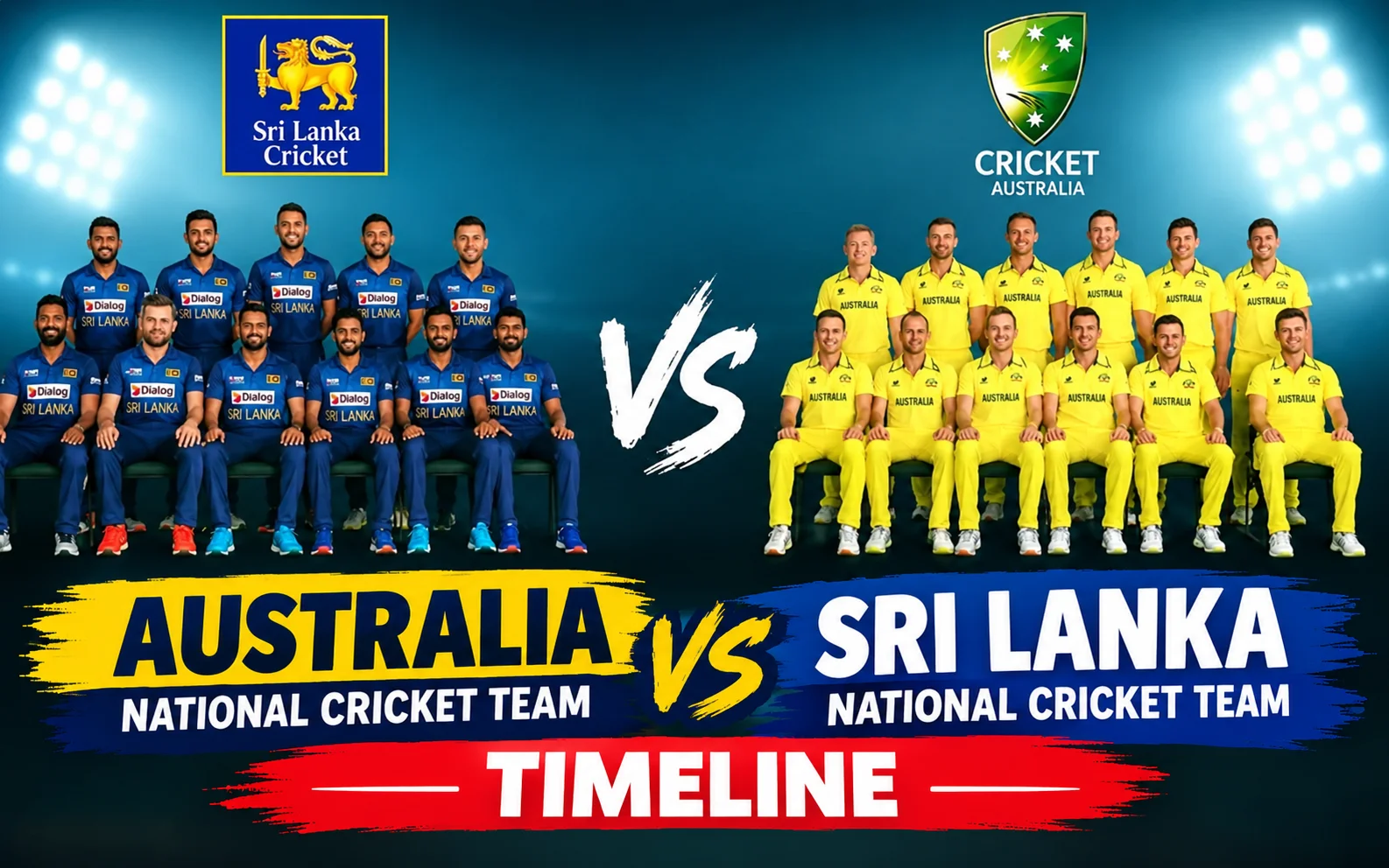 Australia National Cricket Team vs Sri Lanka National Cricket Team Timeline