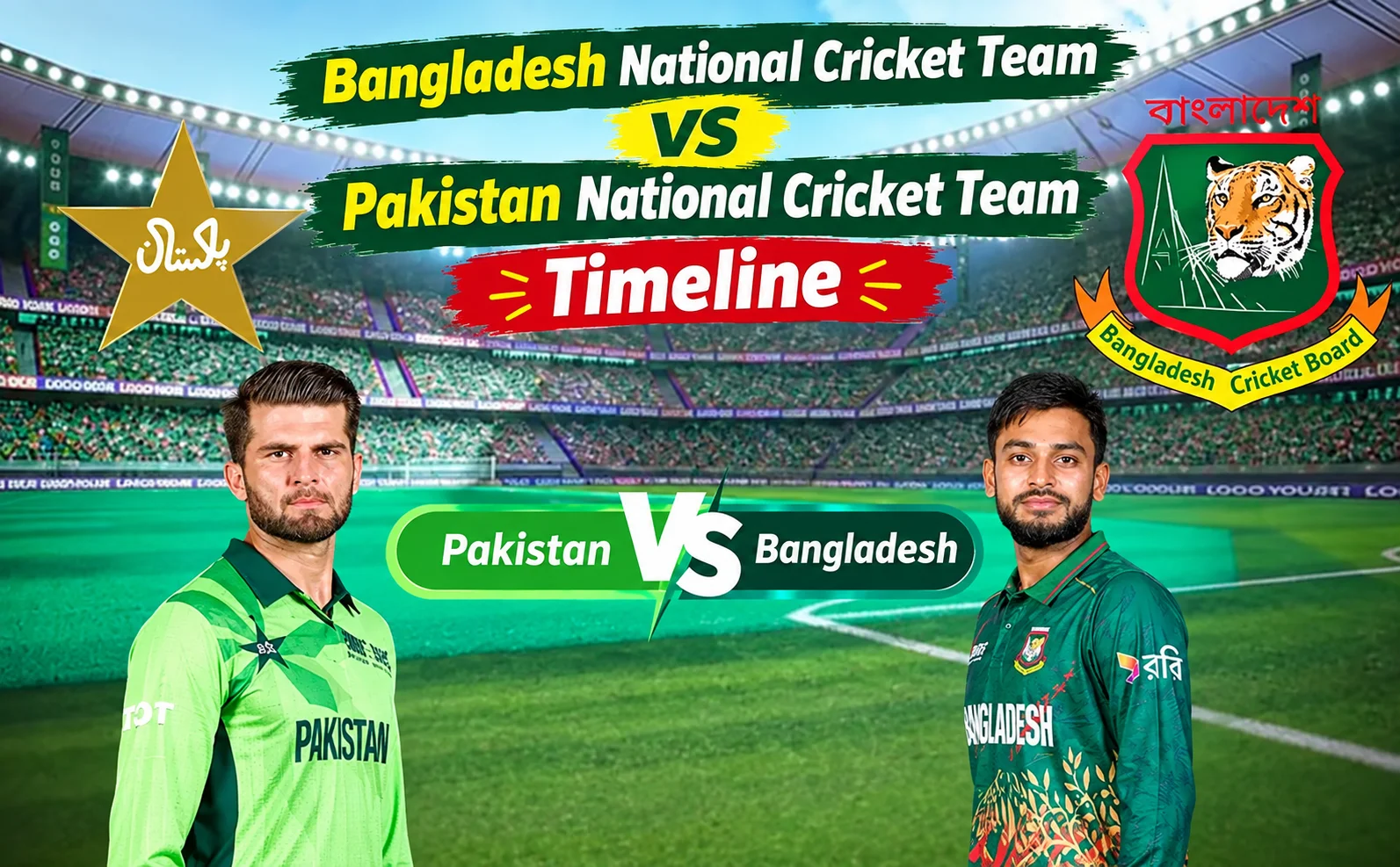 Bangladesh National Cricket Team vs Pakistan National Cricket Team Timeline