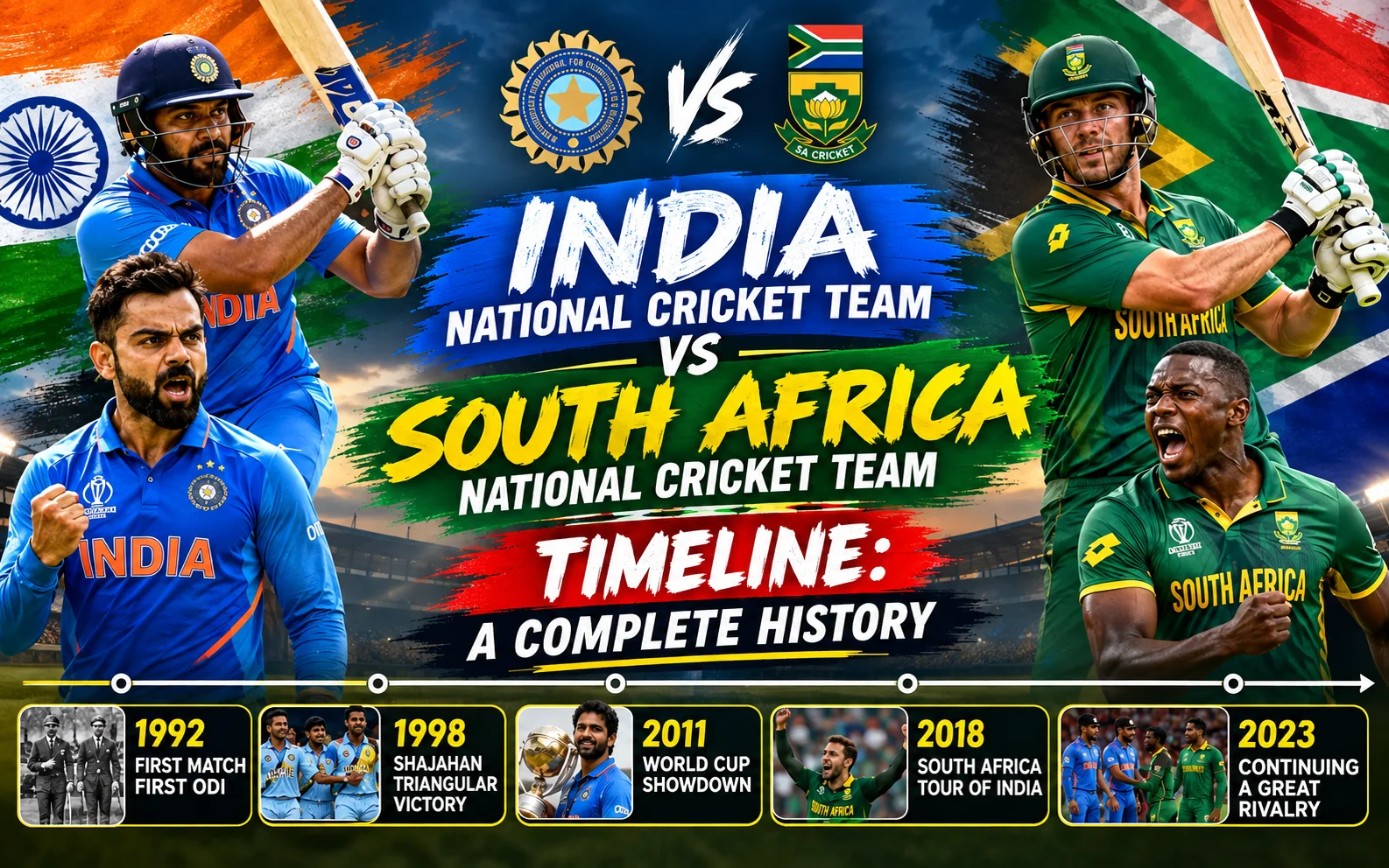 India National Cricket Team vs South Africa National Cricket Team Timeline
